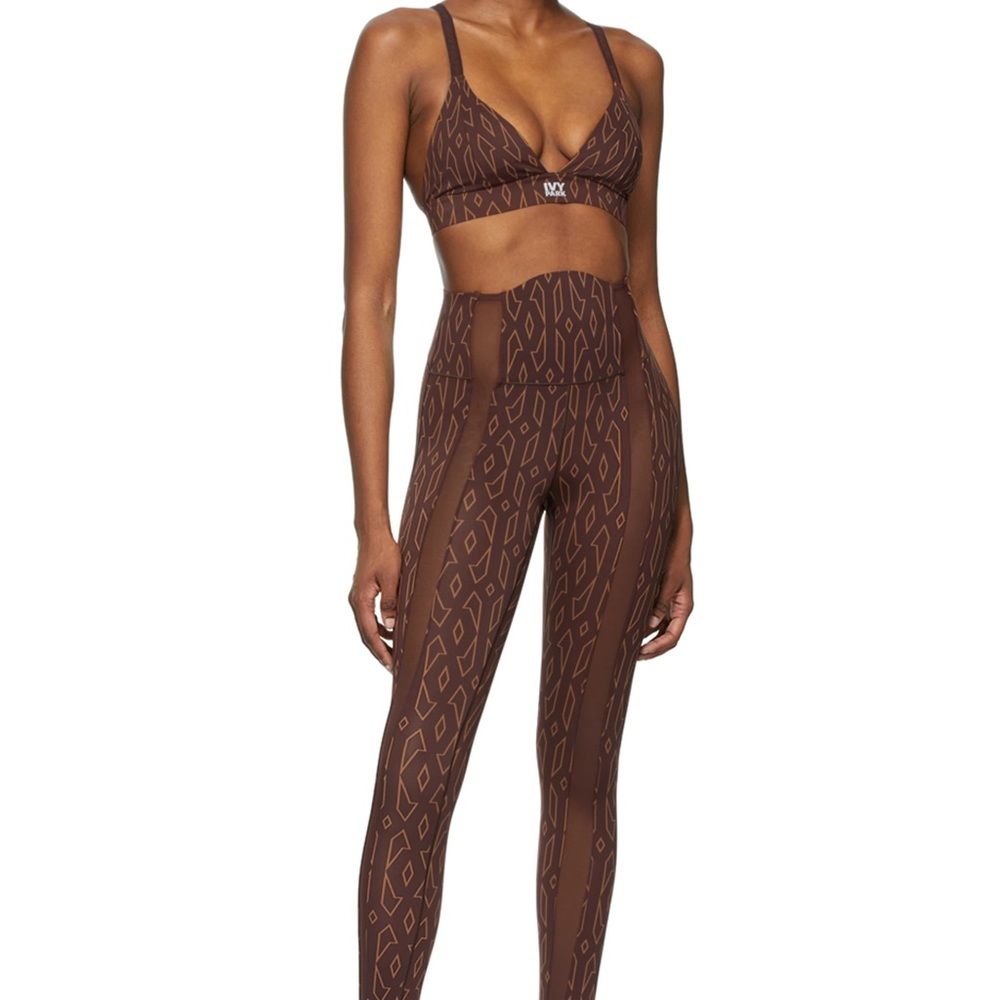 ADIDAS x Ivy Park Monogram Sheer Panel Leggings - Sz L - NWT